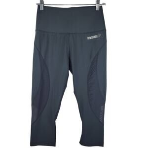Gymshark Grey Athletic Hiking Mesh Detail On Legs Crop Women's Leggings S